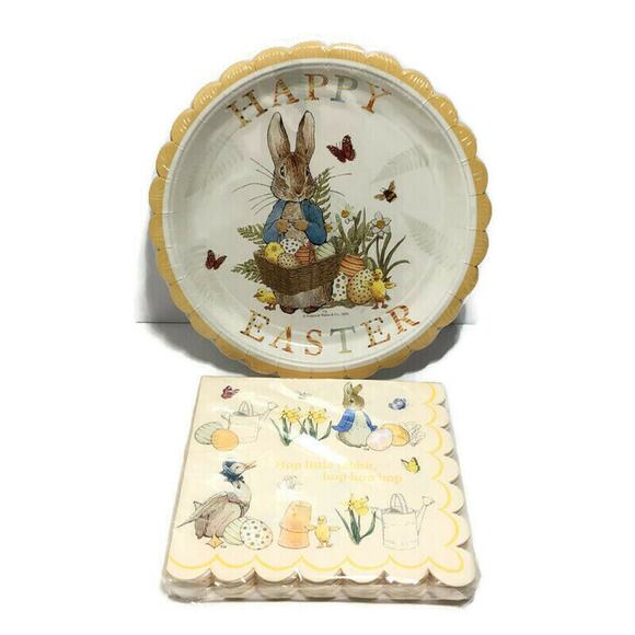 Meri Meri Beatrix Potter Peter Rabbit 12 Paper Plates & 20 Napkins Easter Party - Picture 1 of 7